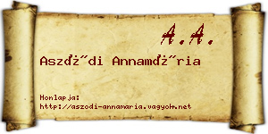 Aszódi Annamária névjegykártya